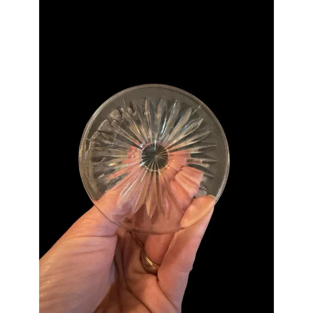 Vtg Pair Clear Glass Strawberry Bowl & Open Compote Candy Dish Starburst Base